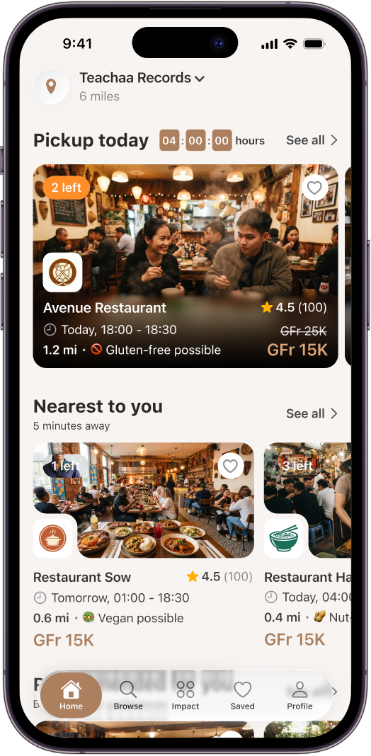 Mobile screen from a client project