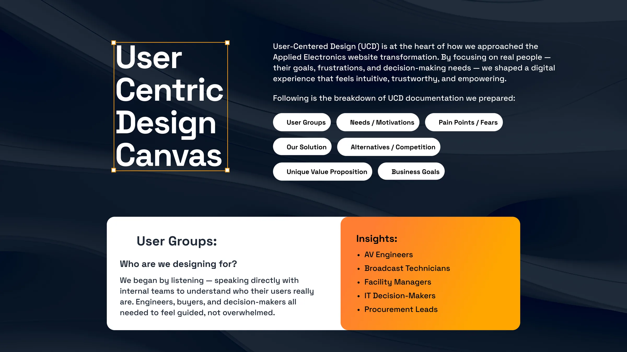 The User Centric Design Canvas: user groups and their insights