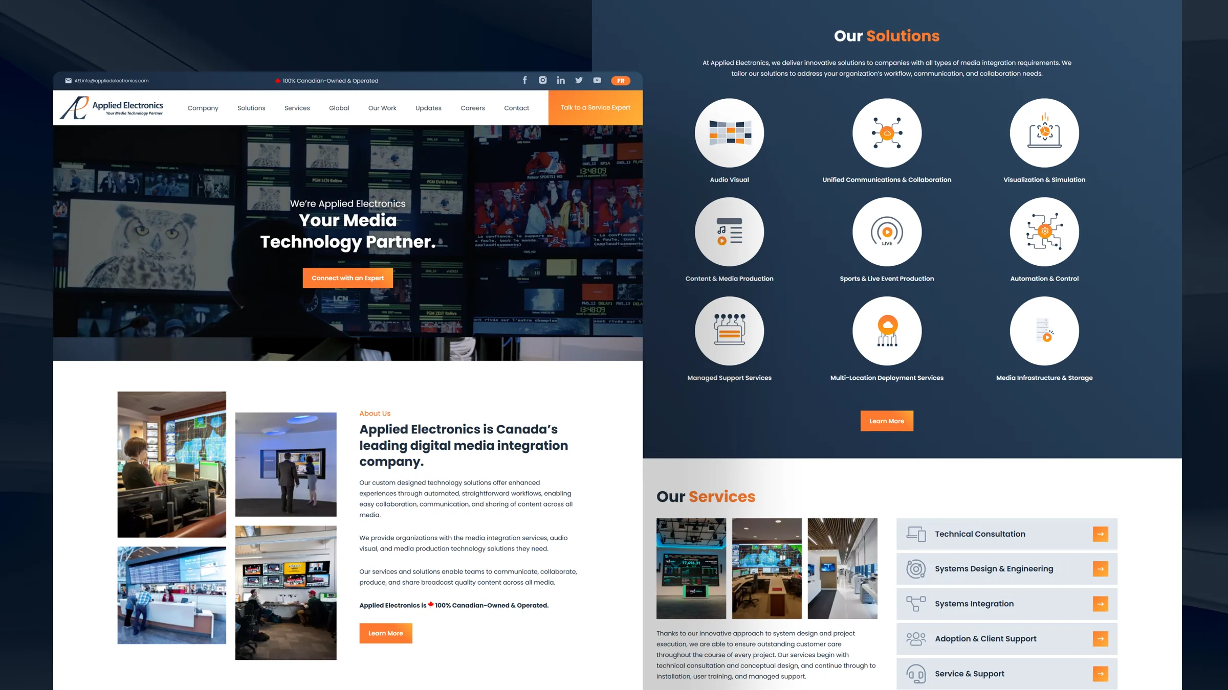 High fidelity designs: the home page and Our Solutions