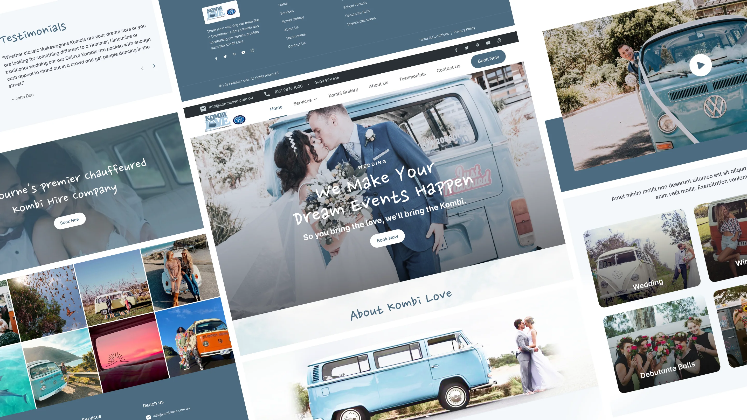 Kombi: the redesigned pages as a collage