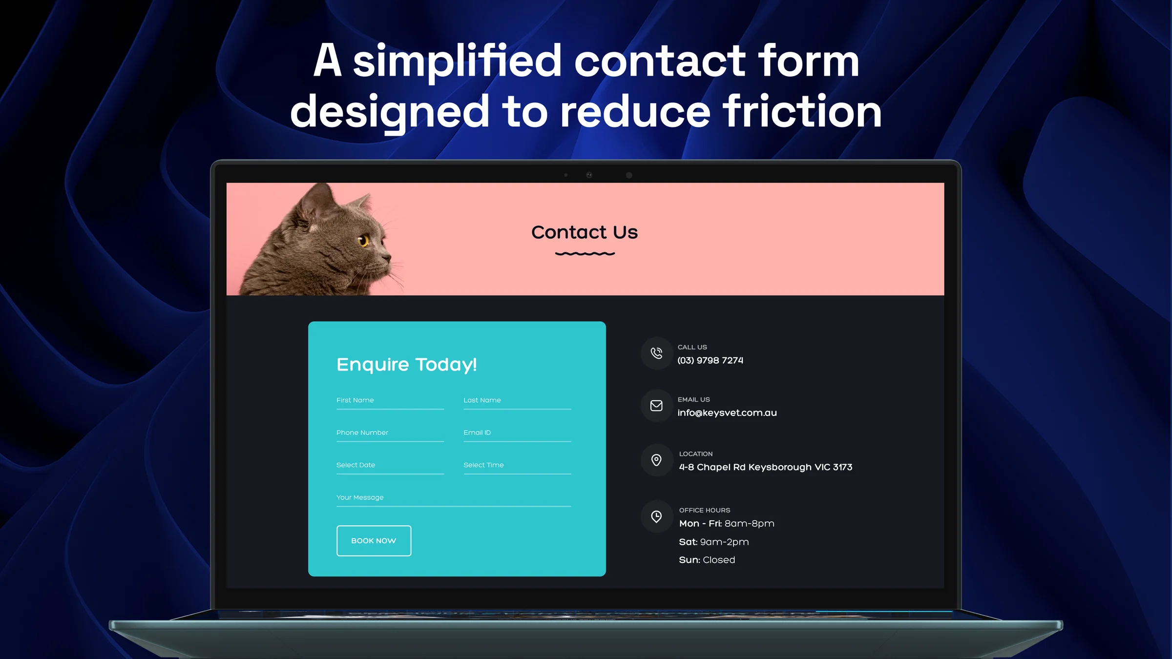 A simplified contact form designed to reduce friction