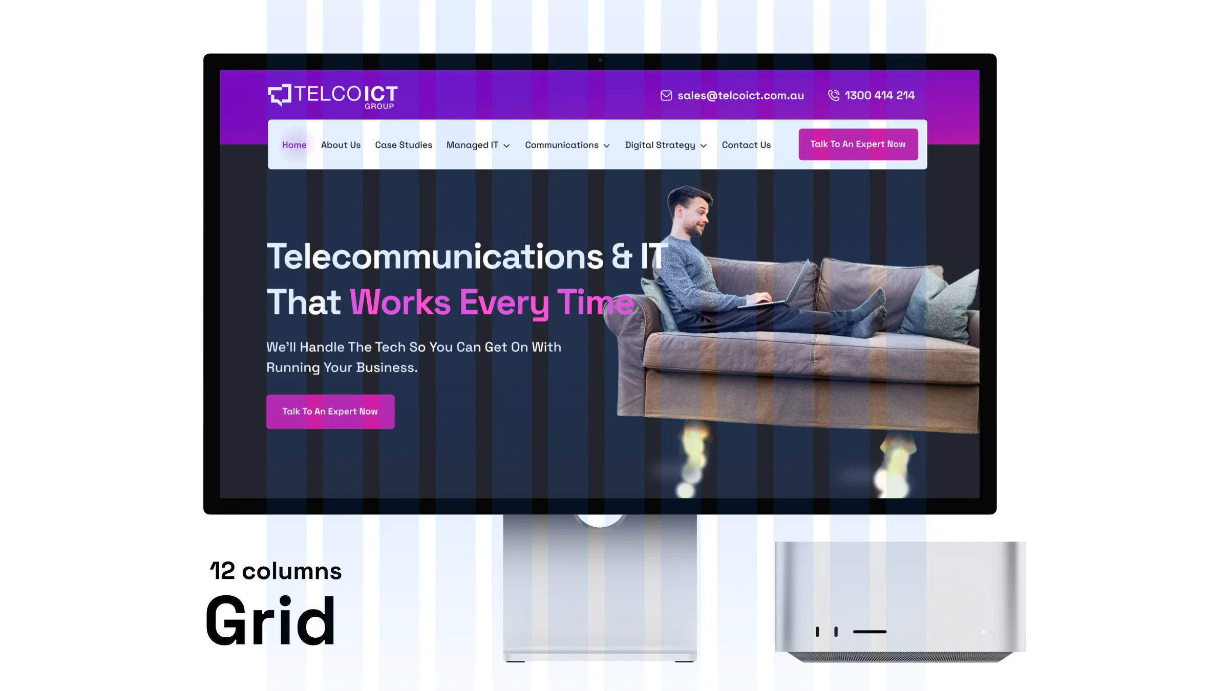 The home page on a 12 column grid