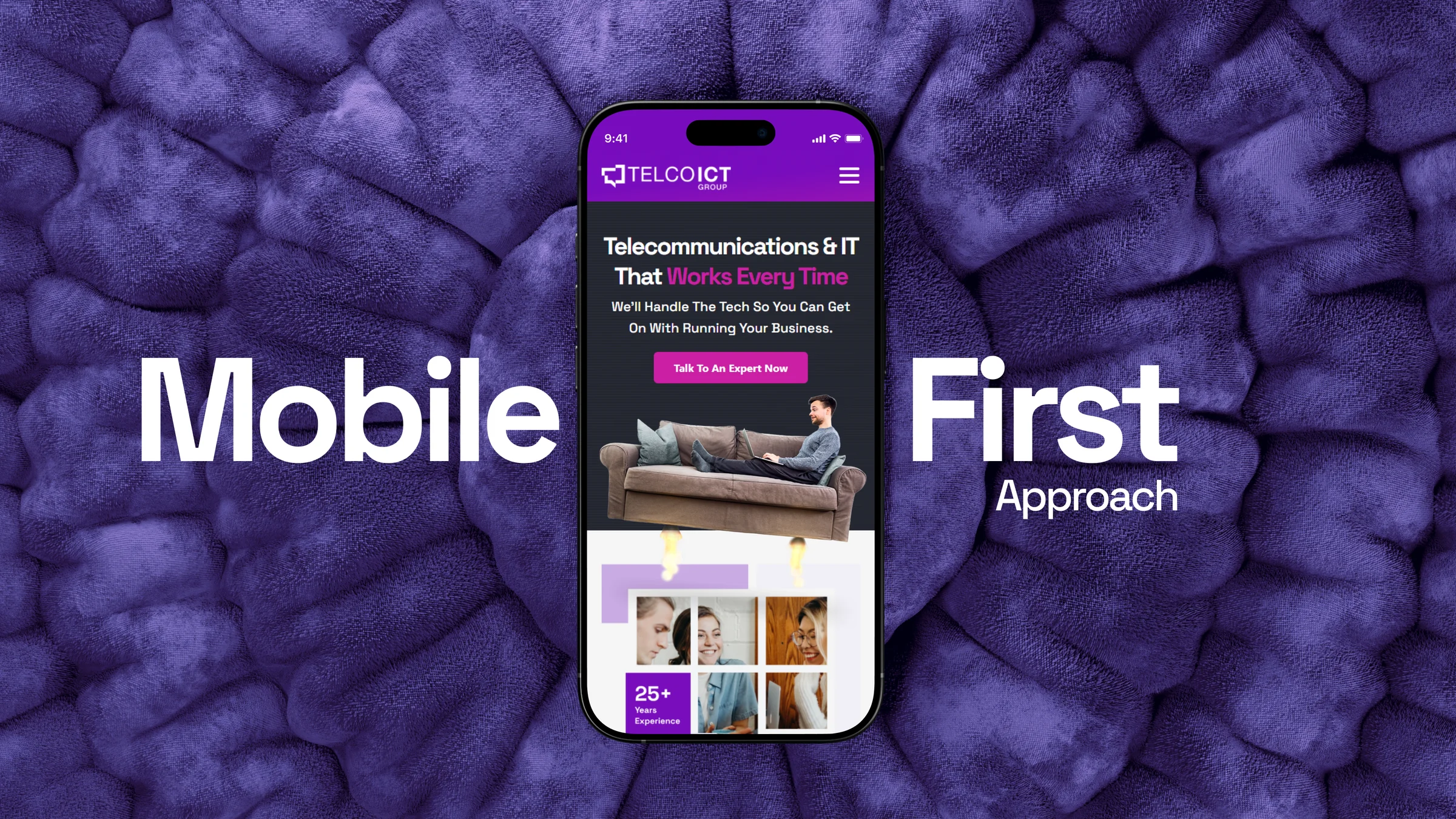 Mobile first approach, shown on a phone