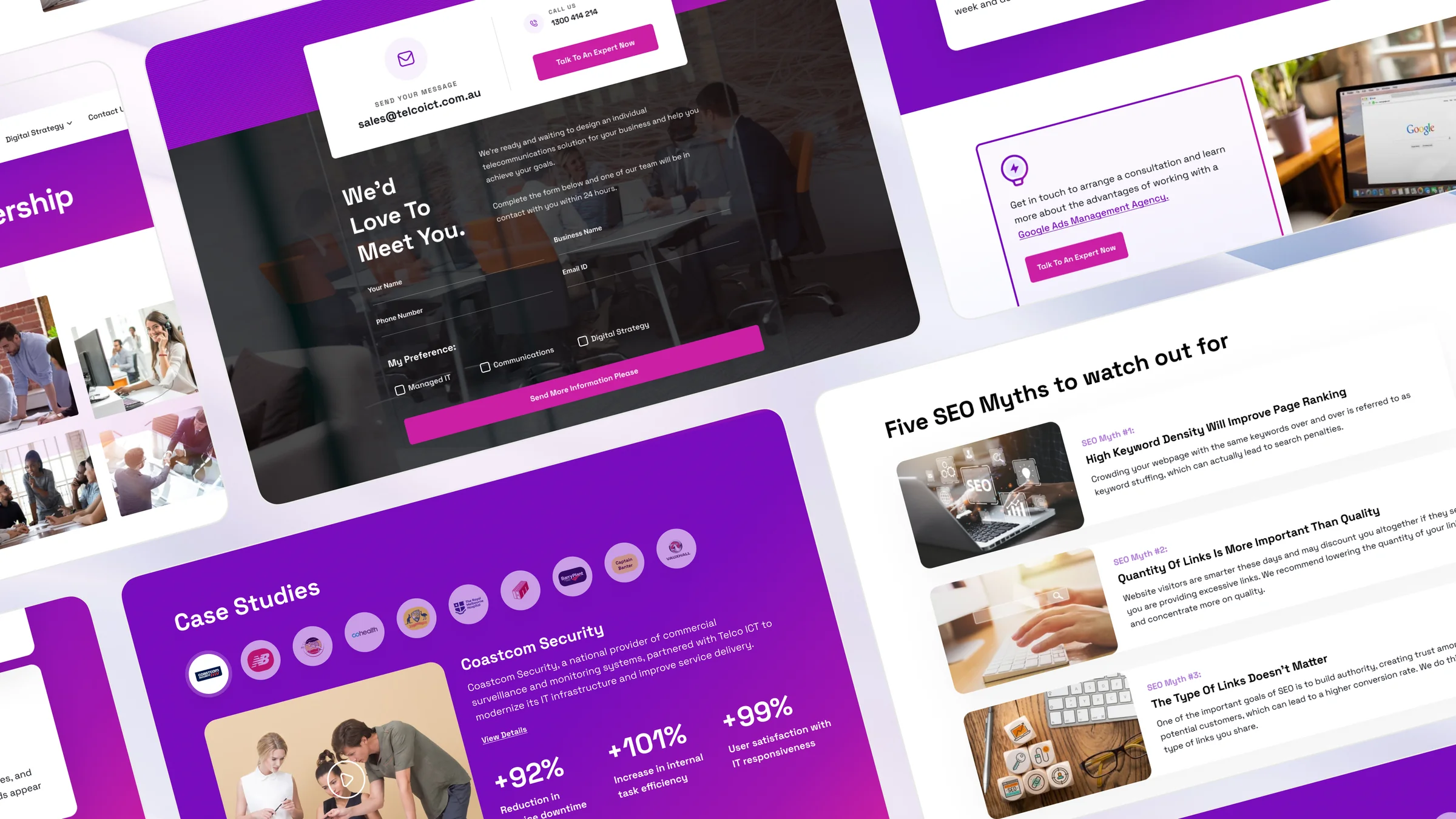 The pages together: about, case studies and the SEO blog