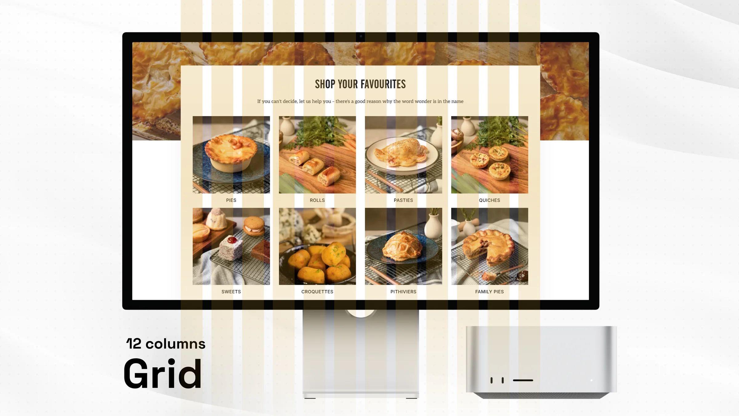 The home page on a 12 column grid