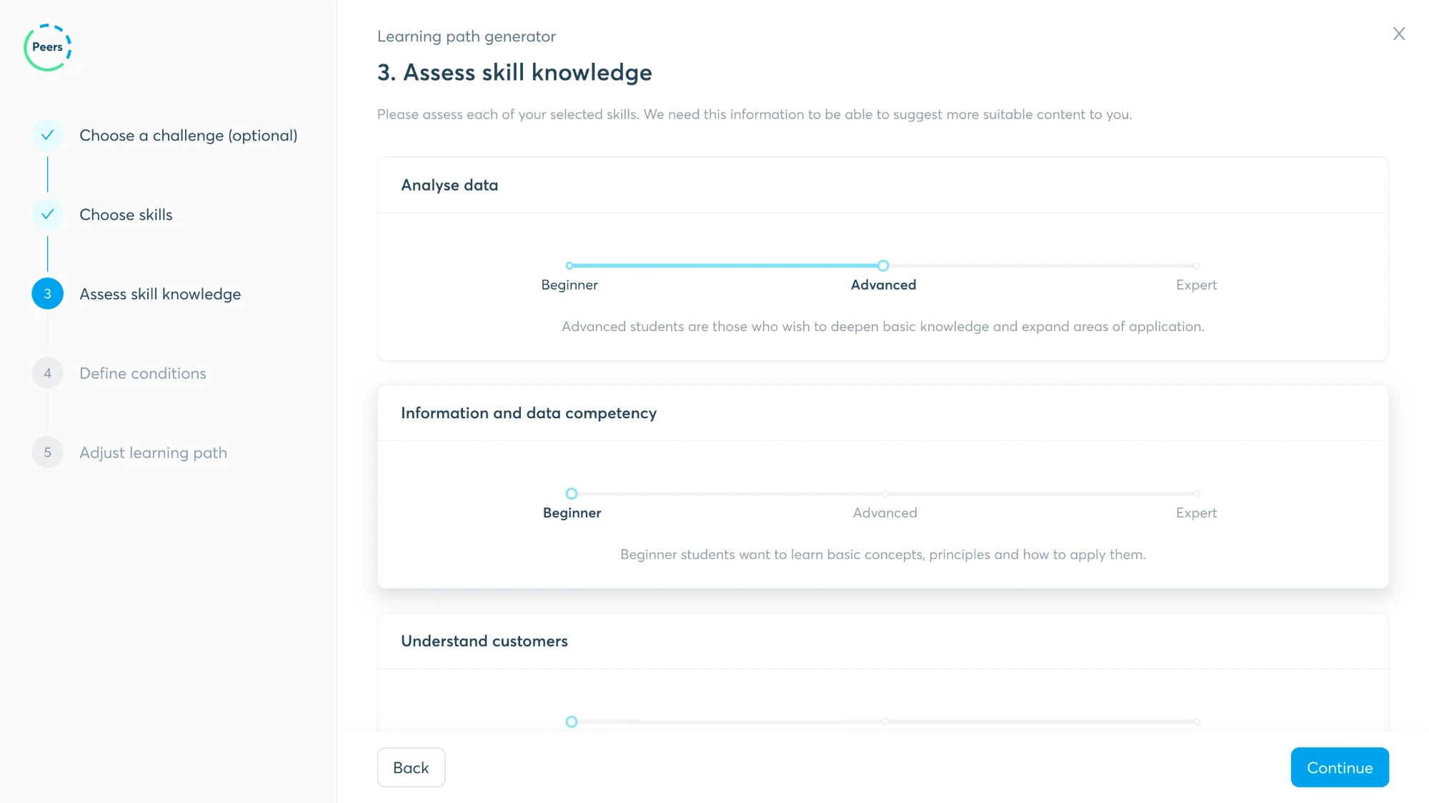 Step 3: rate each skill from Beginner to Expert