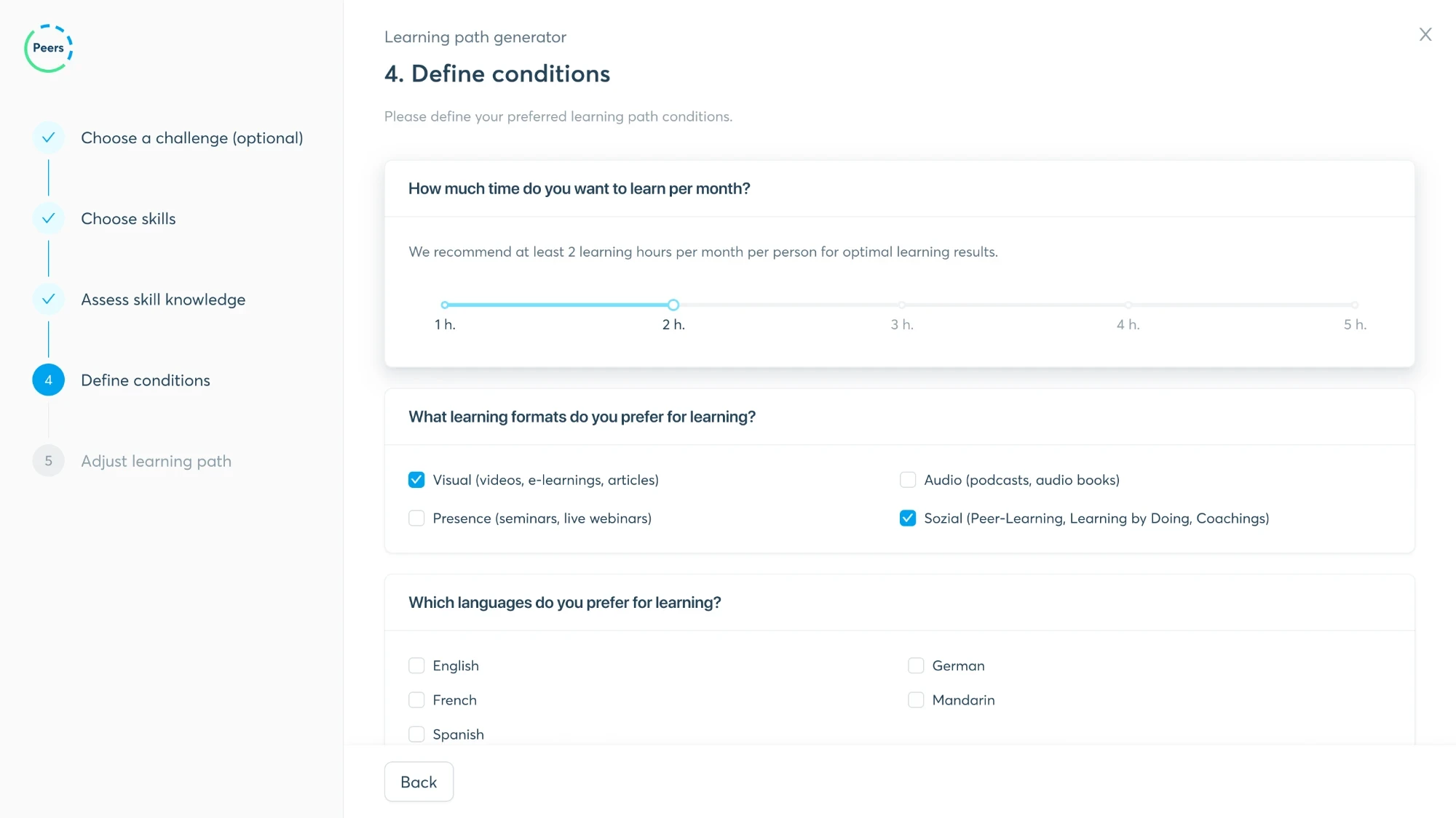 Step 4: define time, formats and languages