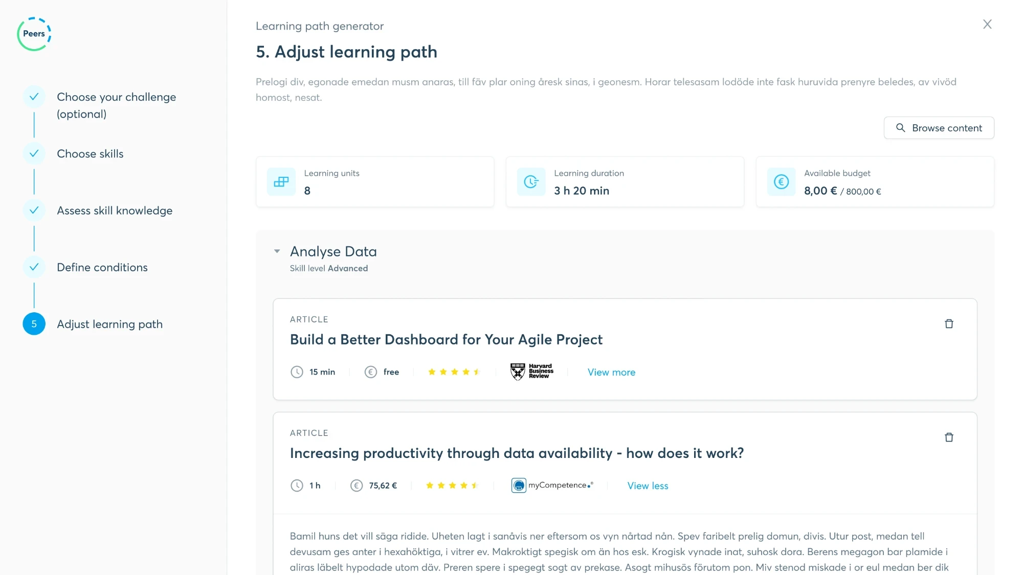 Step 5: adjust the learning path before confirming