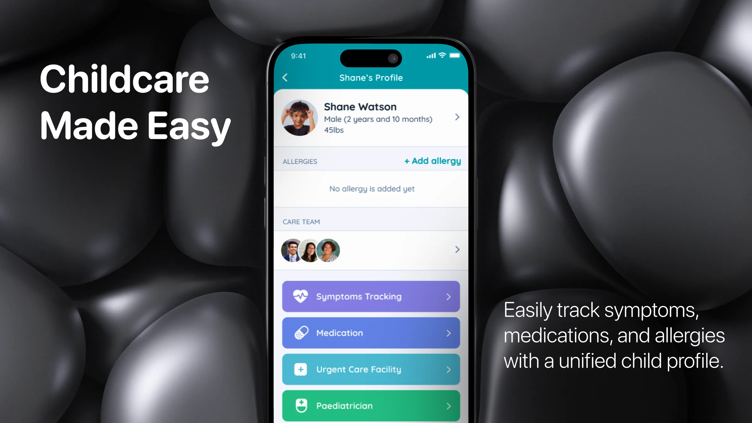 Childcare made easy: symptoms, medication and allergies in one child profile
